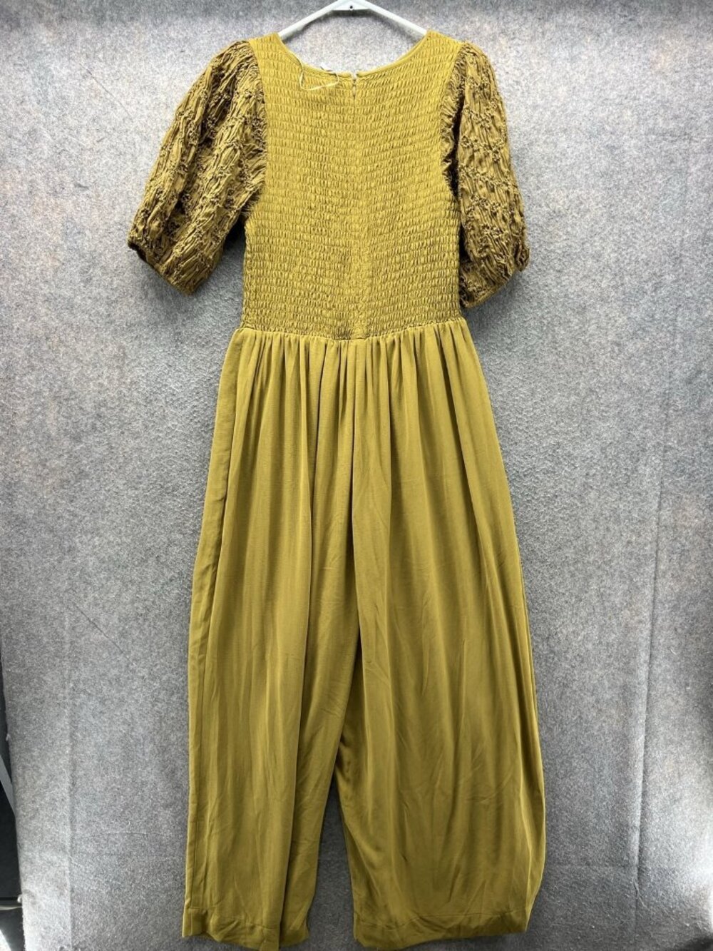 Free People Dress Womens Medium Yellow Round Neck Puff Sleeve Maxi Smocked Boho - Picture 8 of 11
